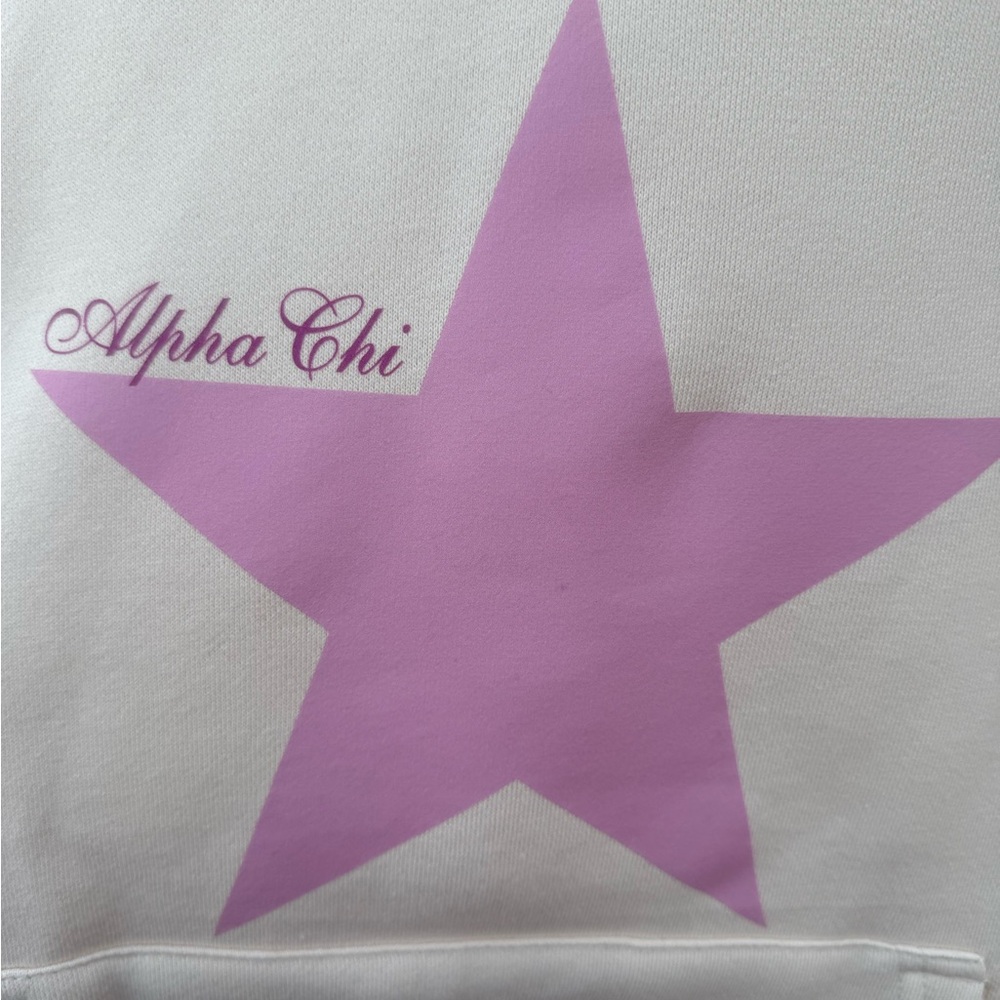 White Alpha Chi Sweatshirt with Pink Star